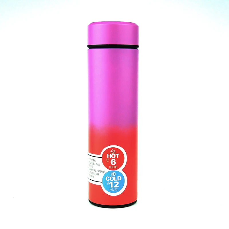 Luxury Cylindrical Straight Cup  Manufacturer 450ML Tube Shape Stainless Steel Insulated Thermoses Flask  Double Wall Digital Pr