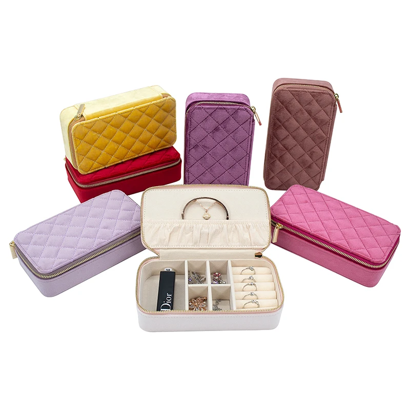 Long Embossed Crown Cloth Style Jewelry Ring Storage Boxes With Logo Wholesale Necklace Velvet Jewel Box