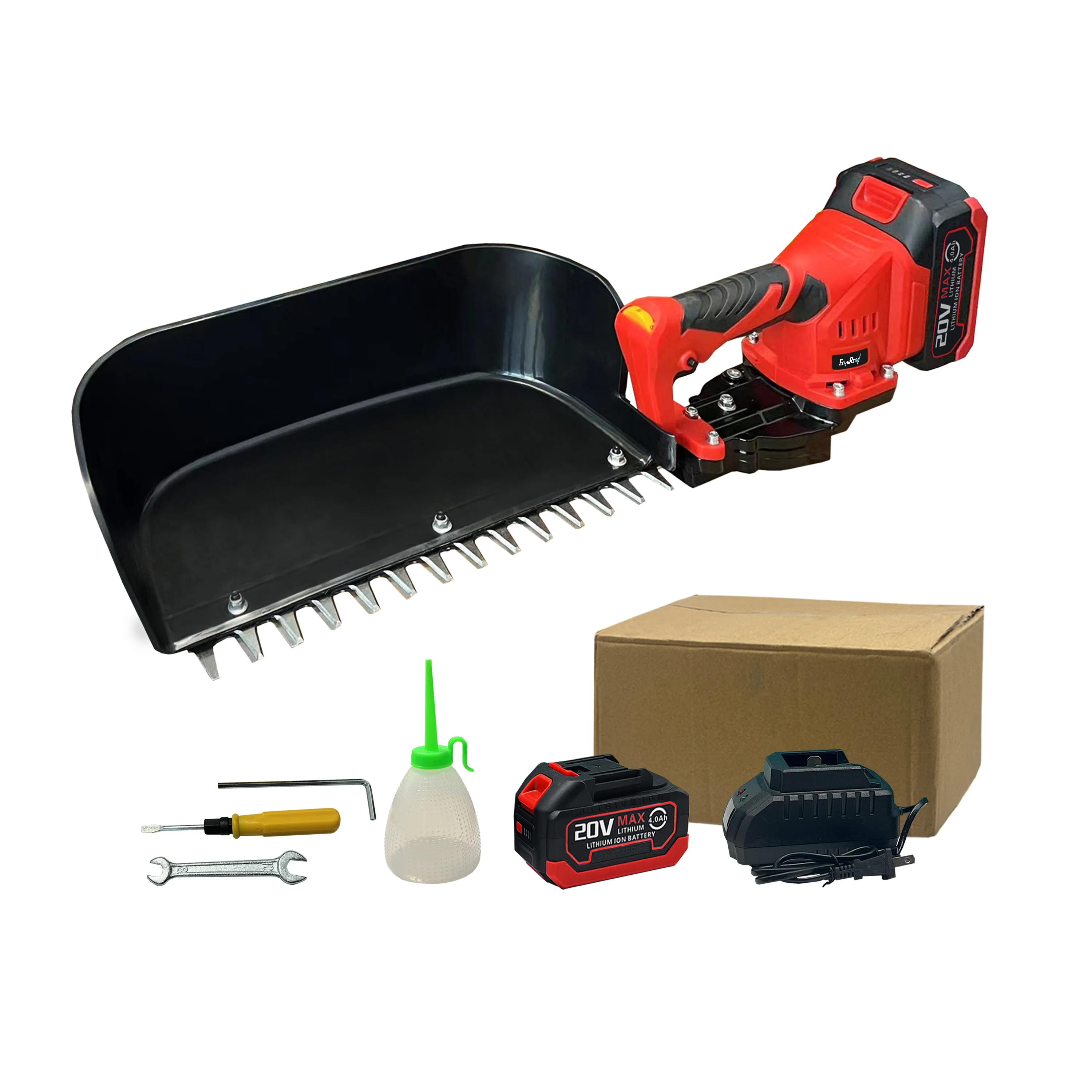 compact design light weight cordless electric 20V tea harvester with large baffle and stainless steel blades