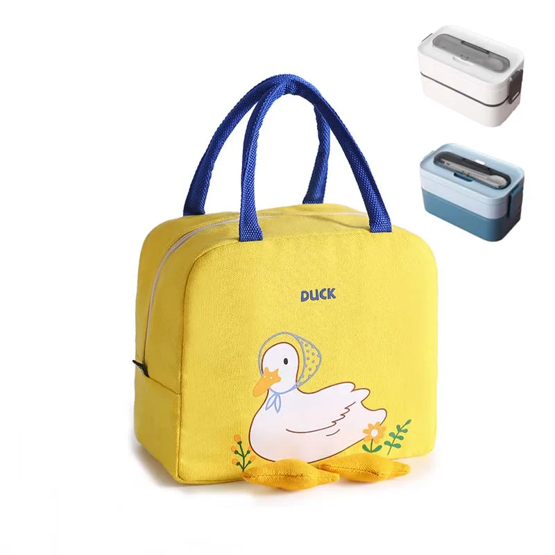 New Customize Cute Cartoon Duck Insulation Bag Large Refrigerated Lunch Box Insulation Bags Set For Student Child Kid