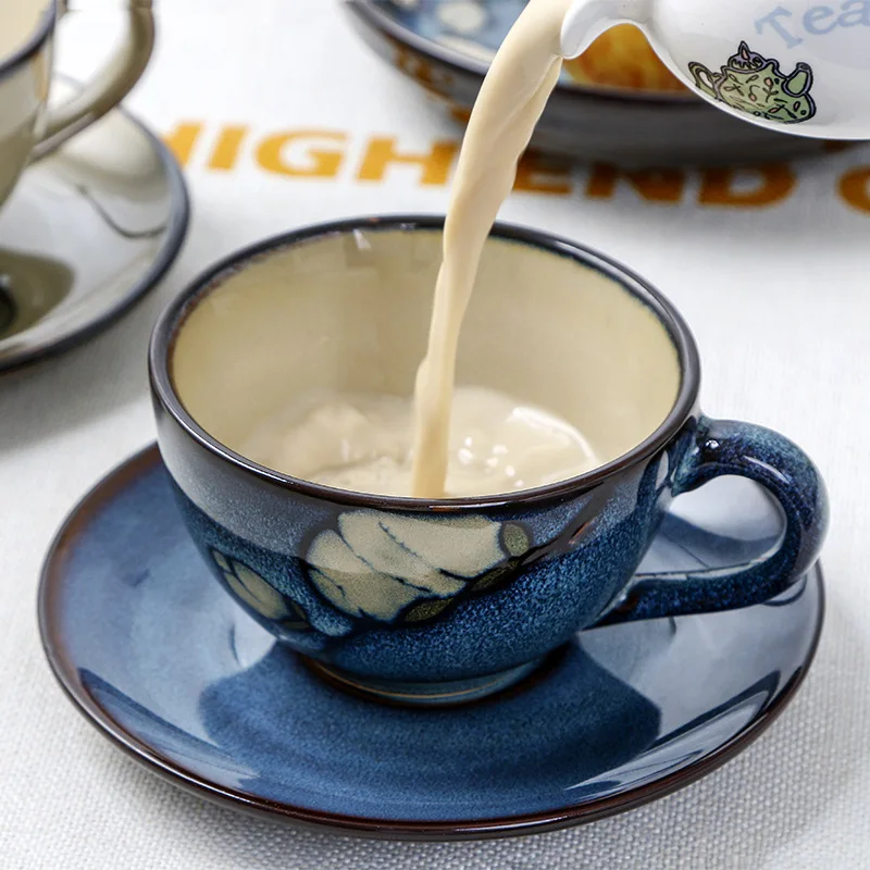 Hot Selling Customized Ceramic Stoneware Household Coffee Cup Set With Saucer & Hanging Ear