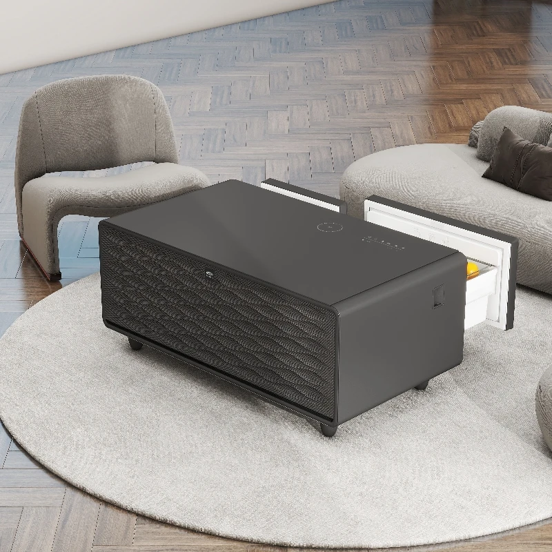 modern living room furniture nightstands  multifunctional refrigerator two drawers wireless charging smart coffee table