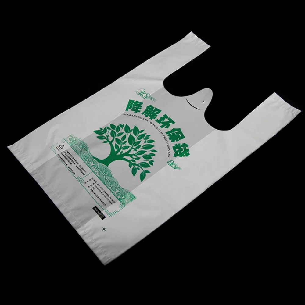 High quality recycle biodegradable compostable pla t-shirt vest carrier plastic shopping bags for supermarket