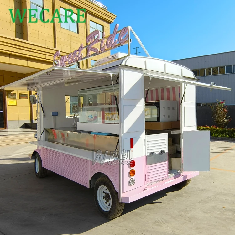 WECARE Custom Drivable 4 Wheel Food Vending Truck Mobile Juice Coffee Bar Car Dessert Serving Electric Food Truck Fully Equipped