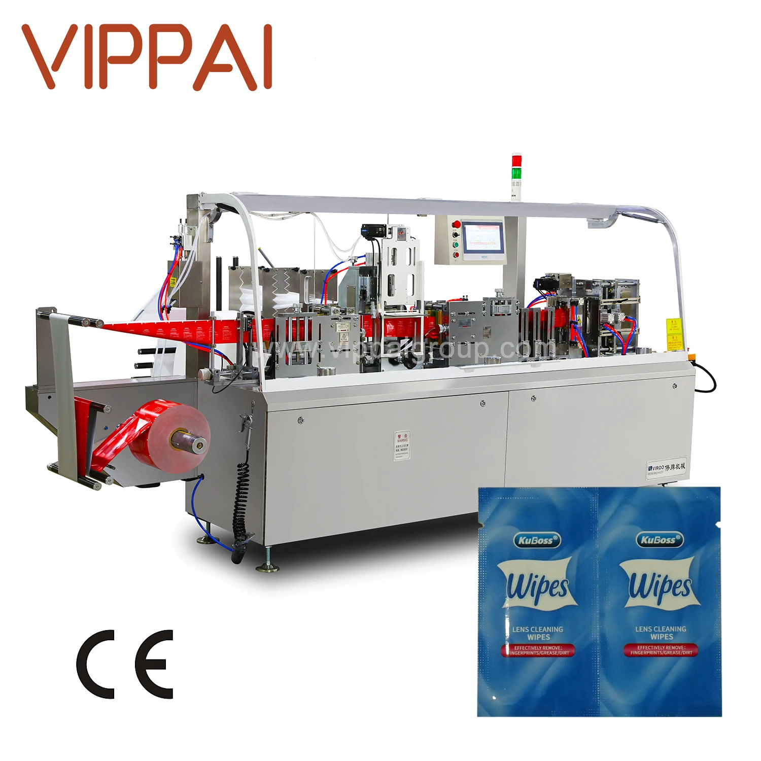 VIPPAI High Productivity Four Side Sealing Single Wet Dry Wipes Tissue Making Packing Machine Small