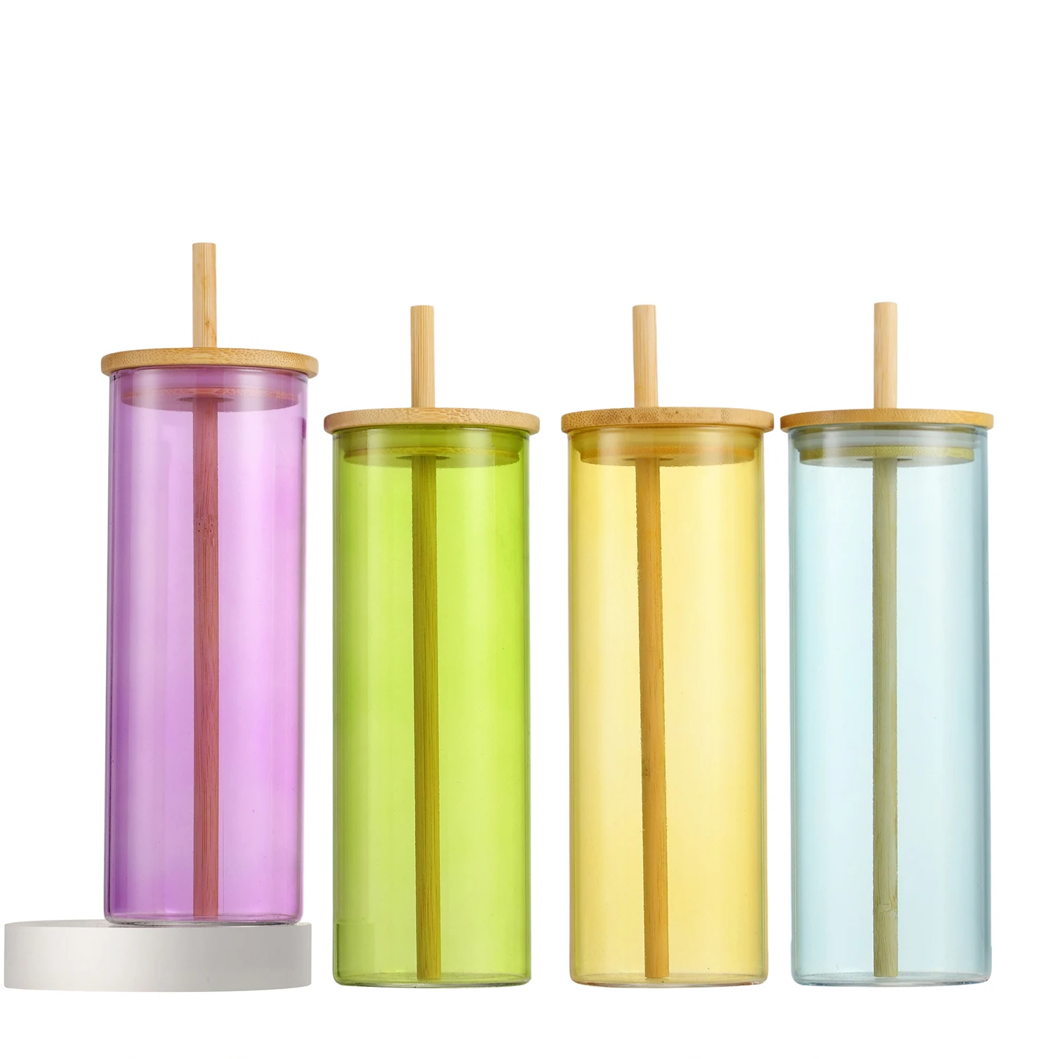 Ultra-Low Shipping Cost Blank Transparent Juice Milk Glass Can Cup With Bamboo Lid And Straw