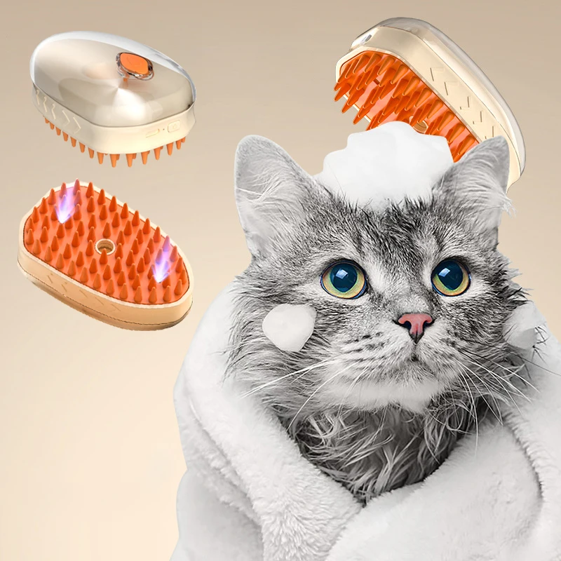 New Product Pet spray comb brush 3-in-1 dog massage comb Shedding Hair Remover Detangler Dematting cat grooming Spray Comb Brush