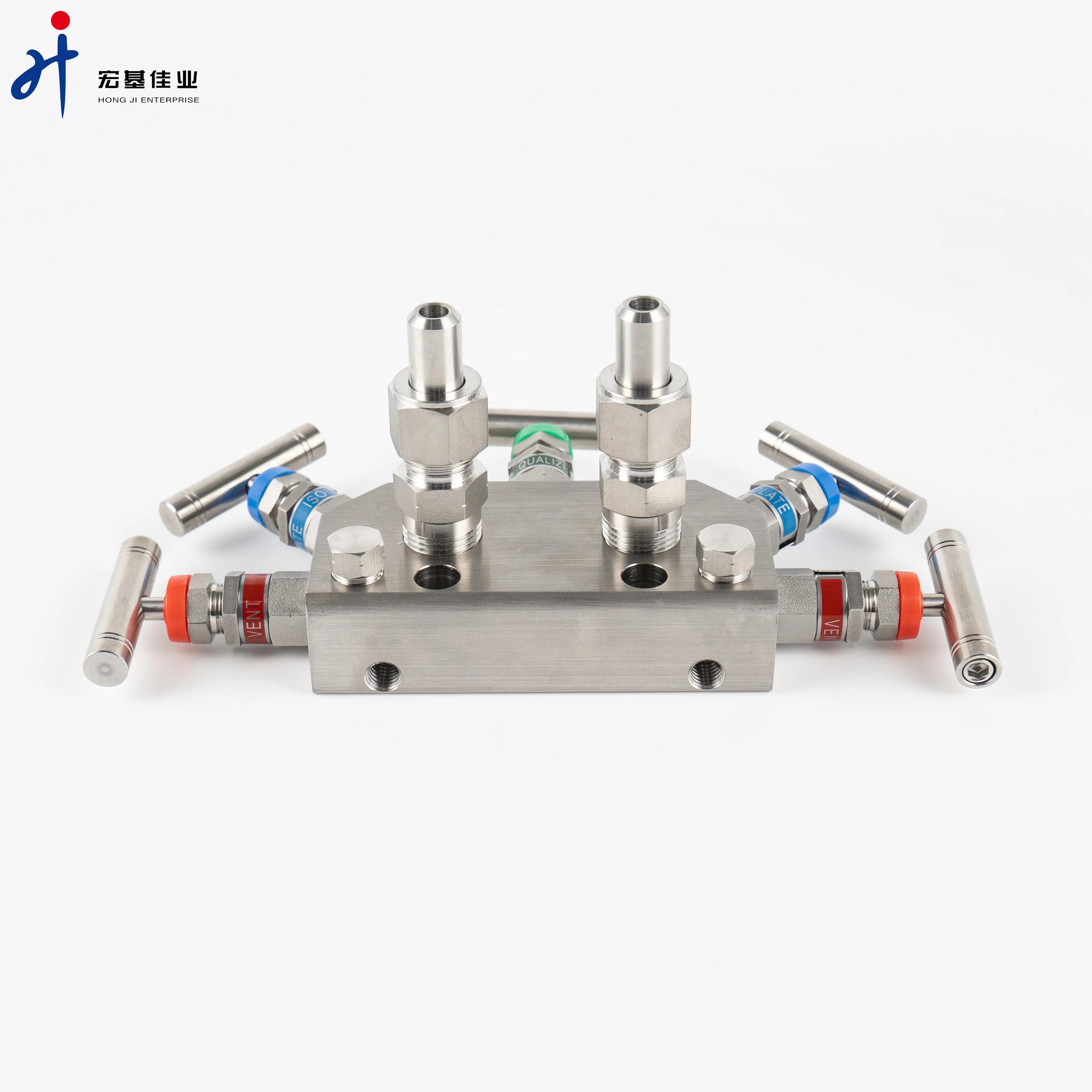5-valve Manifolds 6000psi 316 Coplanar Type Stainless Steel Water Needle High Temperature Manual Valve Hard Sealing Hongji 1/4'
