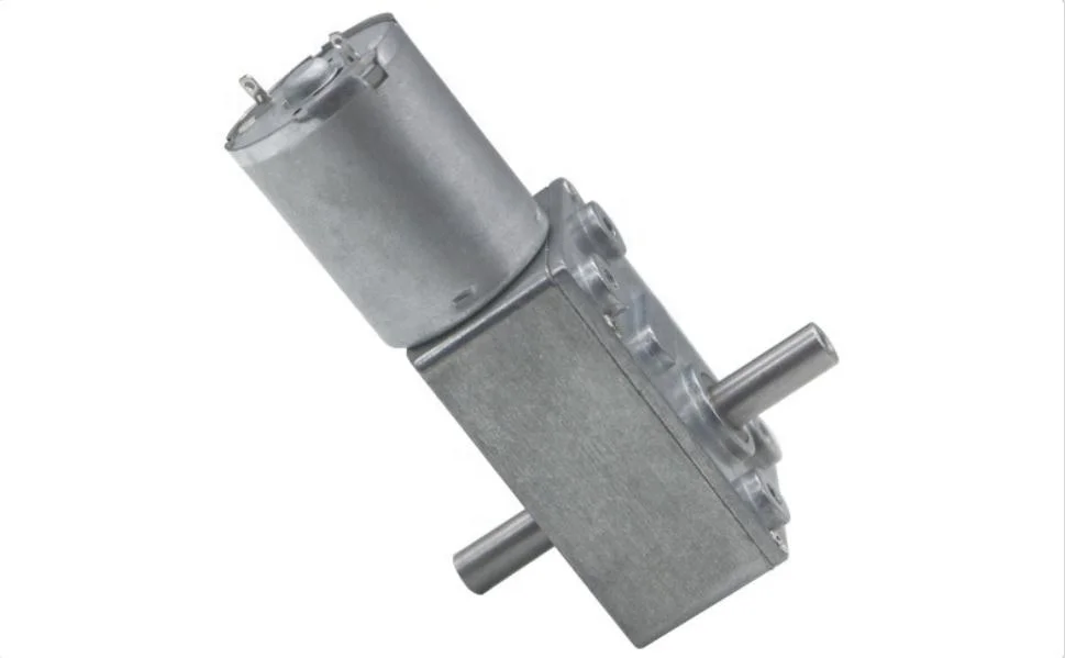 DC 100RPM Speed Double Shaft Reducer High Torque DC Worm Geared Box Motor 370