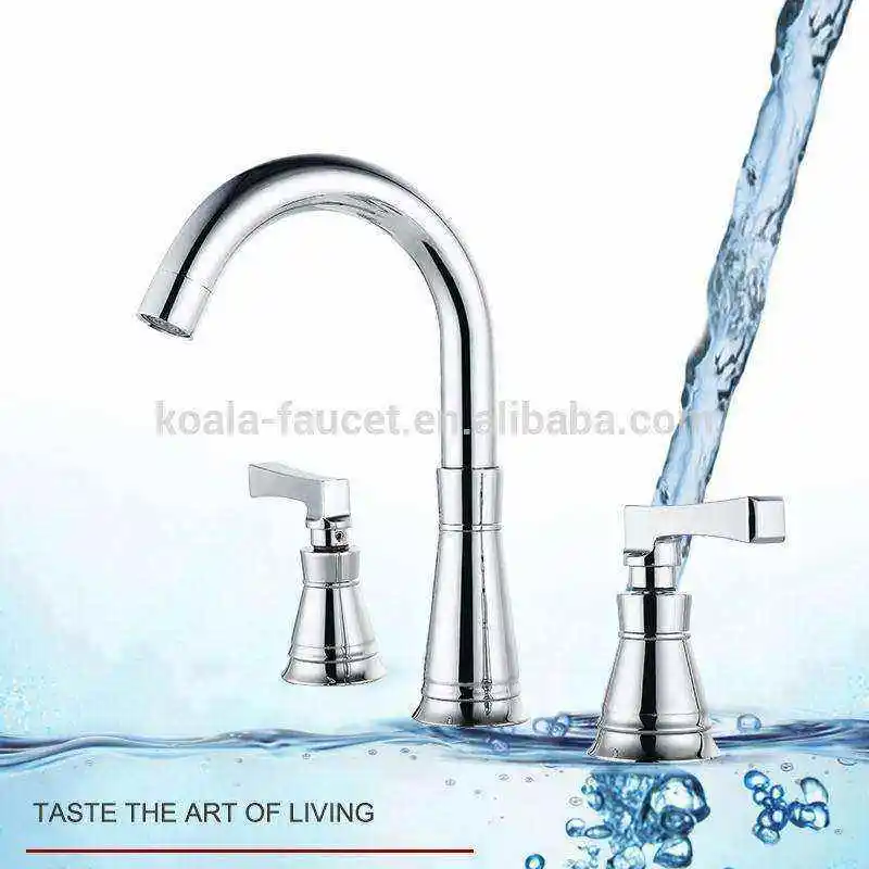 UPC Full Copper Double Handle Chrome Fancy Bathroom Basin Mixer Taps