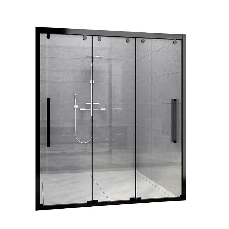 Bathroom Rectangular single moving door 2 pieces fixed shower panels with shelf shower bath rooms complete