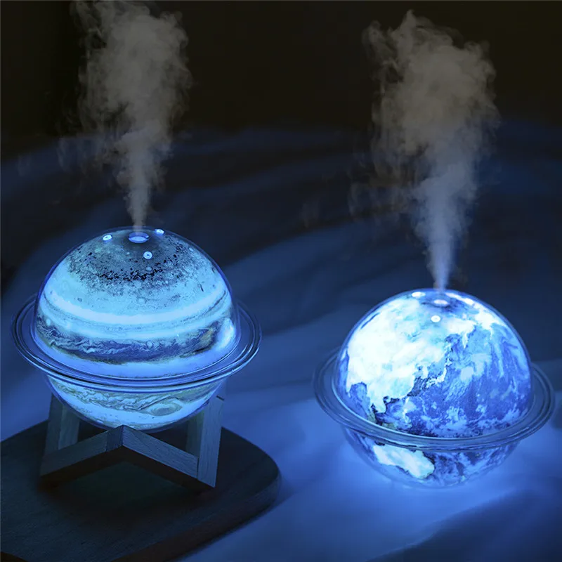 New Night Lamp Atomizer fogger oil diffuser Essential Oil Ultrasonic Humidifier 3D Planet Galaxies usb humidifier with wood sten