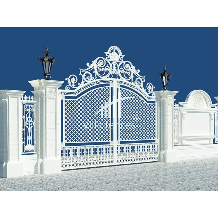 Manufacturer Wholesale Wrought Iron Material Baked Coating Surface Finish Artchinese Villa Gates