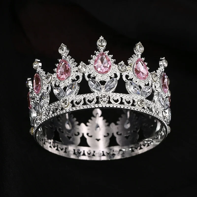 Baroque Queen Round Crown Baroque Tiaras and Crown for Women Girl Princess Crown Accessories for Christmas Wedding Prom