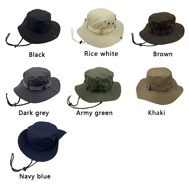 Hot selling dark green customised bucket hats with string fashionable safari hat outdoor caps hats man