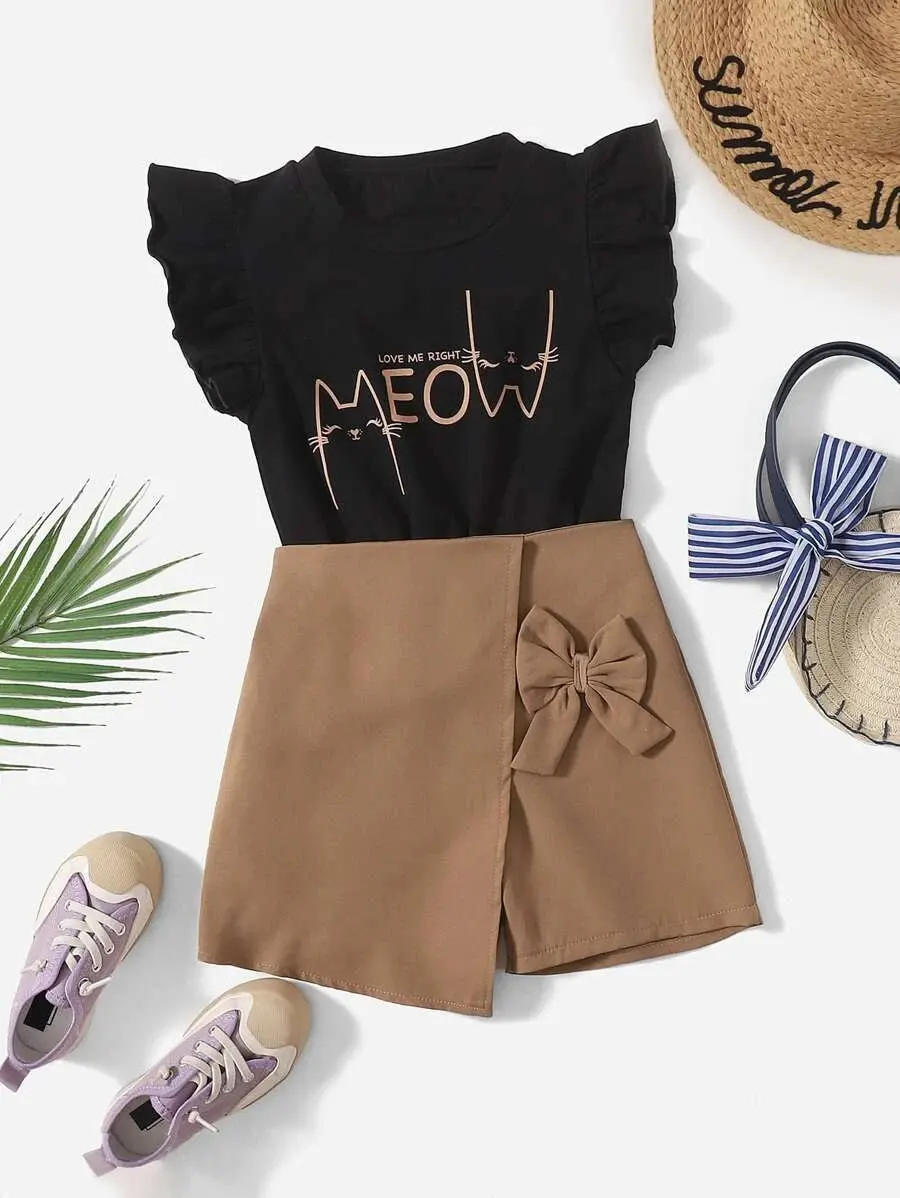 Wholesale Little Girl Clothes Outfits Boutique Clothing 1 -5t Baby Suits Latter Prints T-shirts Sets For Toddler Girls