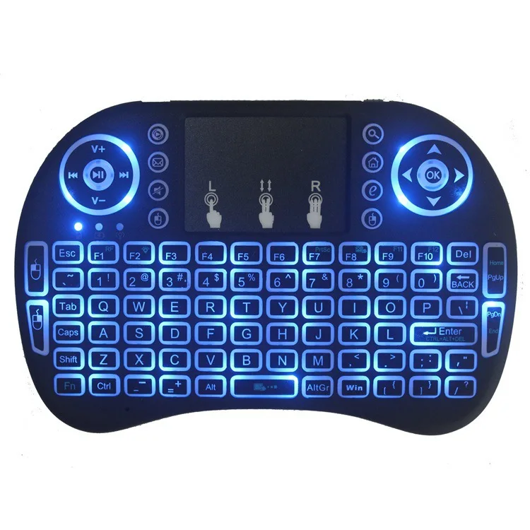 i8 Mini Wireless Keyboard 7 color backlit 2.4ghz English Russian 3 colour Air Mouse with Touchpad Remote Control fAndroid TV Box
