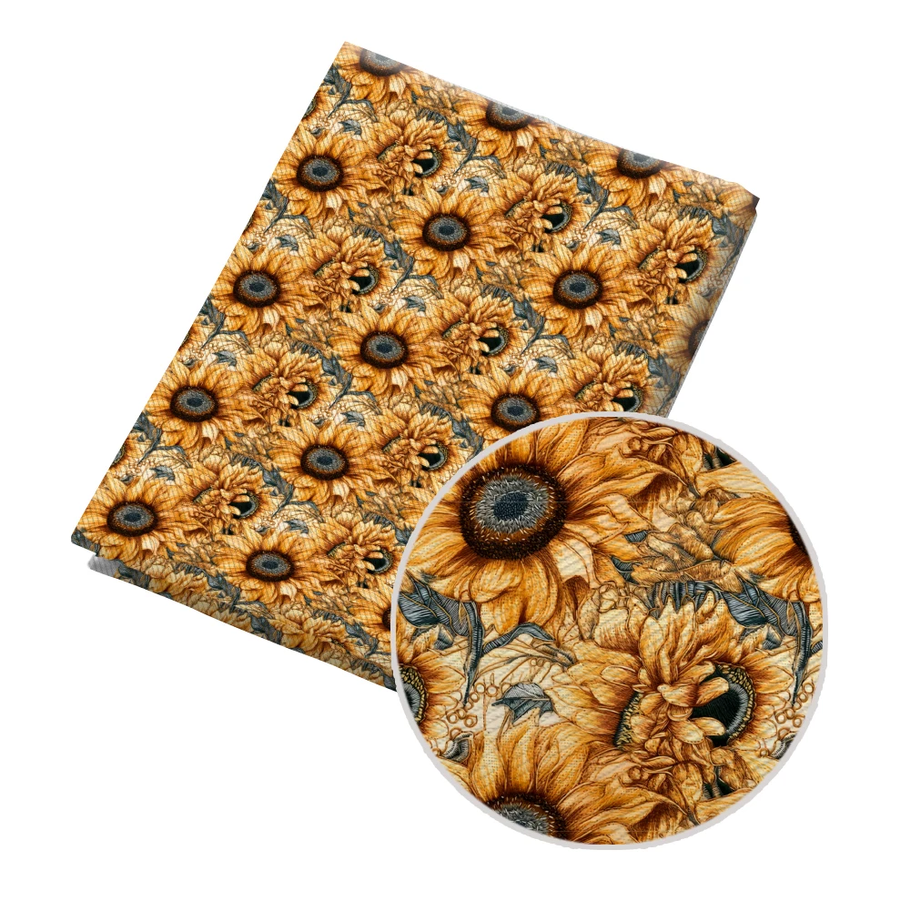 Leopard print sunflower Printed Twill Fabric Waterproof Breathable Design Curtain Decoration