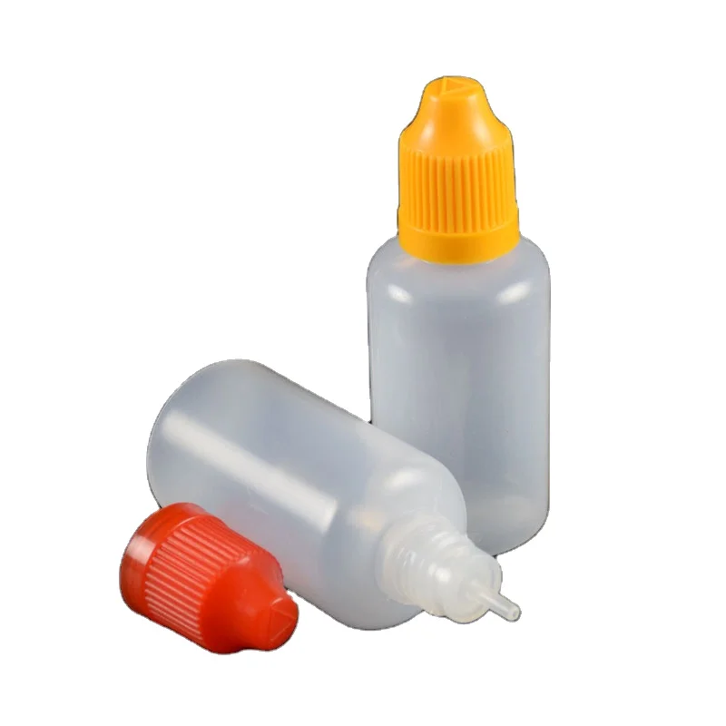 free sample 10ml soft squeeze plastic nozzle bottle long thin tip 20ml pe fluid dropper bottle 30ml