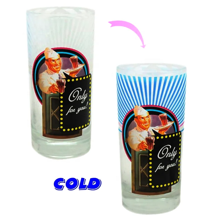 Custom Changing Color Glass Mug Whiskey Beer Wine Magic Drinking Glass Decal Mug Tumbler Shot Glasses Cups