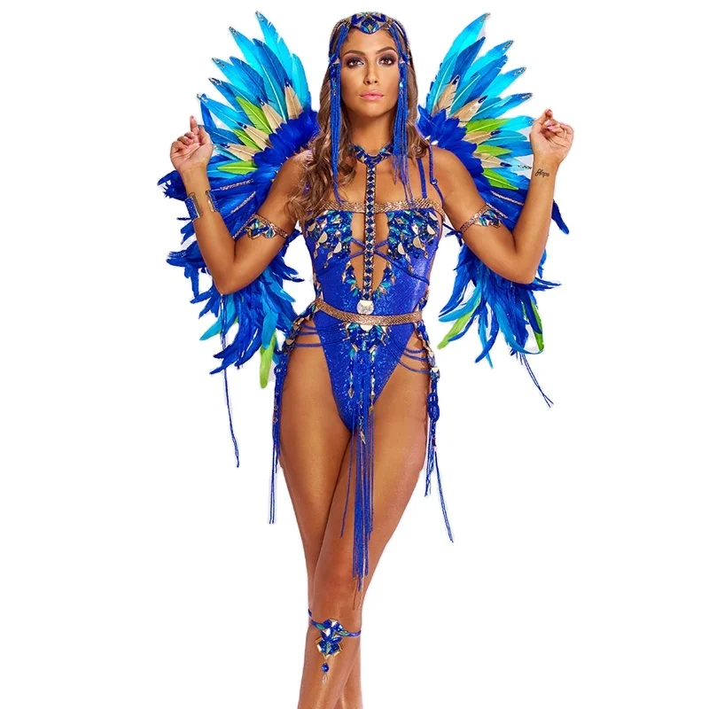 
High quality custom carnival costume woman big feather backpack for Caribbean Carnival 