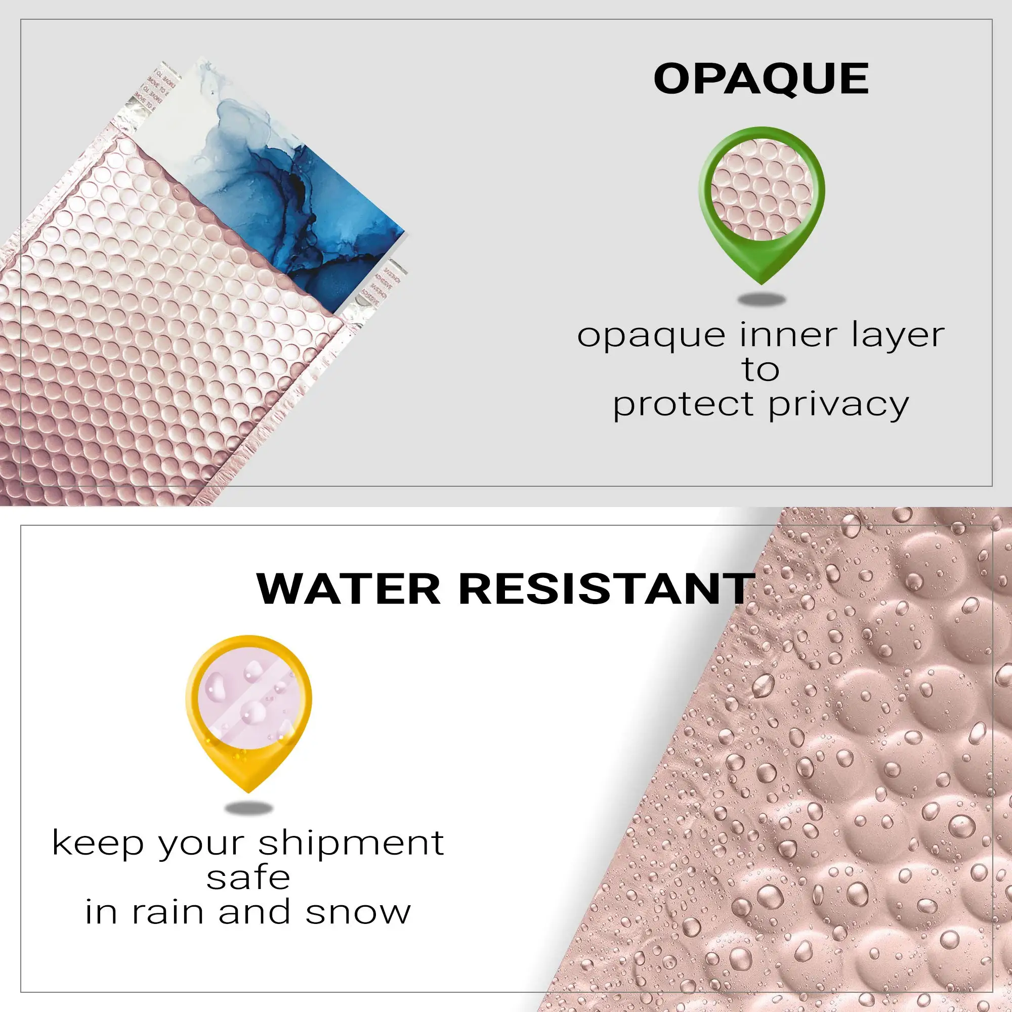 Metallic Foil Rose Gold Custom Logo Padded Bubble Envelopes Shipping Packaging Poly Bubble Mailer