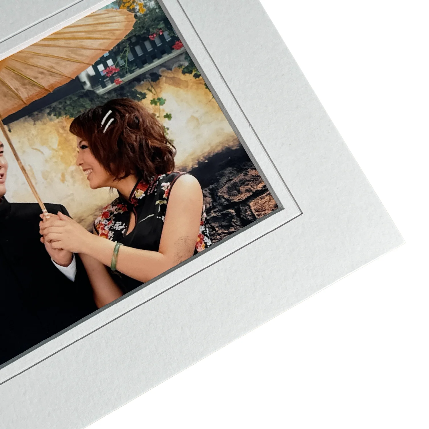 black white double layers slip in photo mat board frame beveled cut mat board