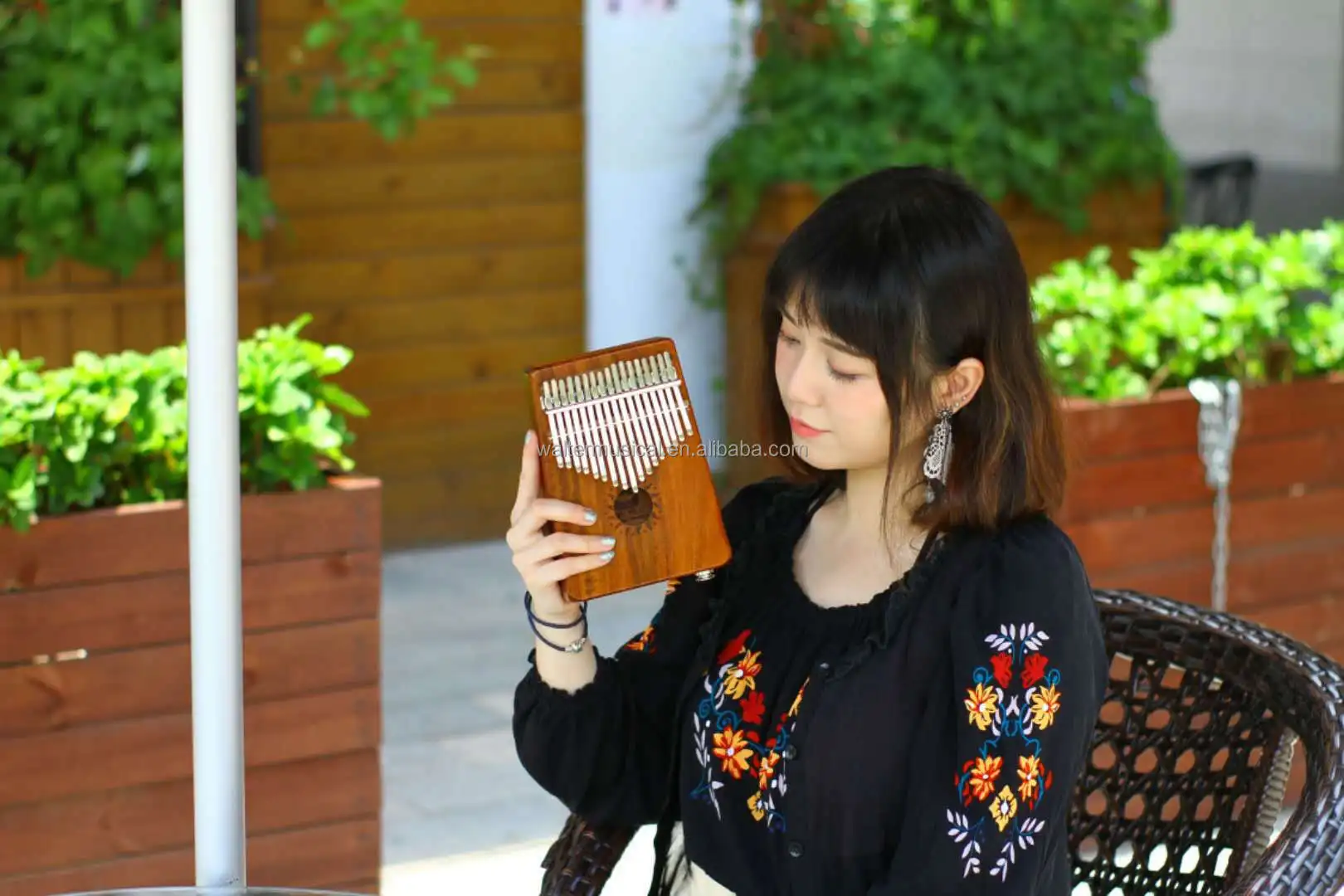 Walter Premium hot sale on line solid KOA wood with pick up thumb piano EQ sensor 10 keys Kalimba