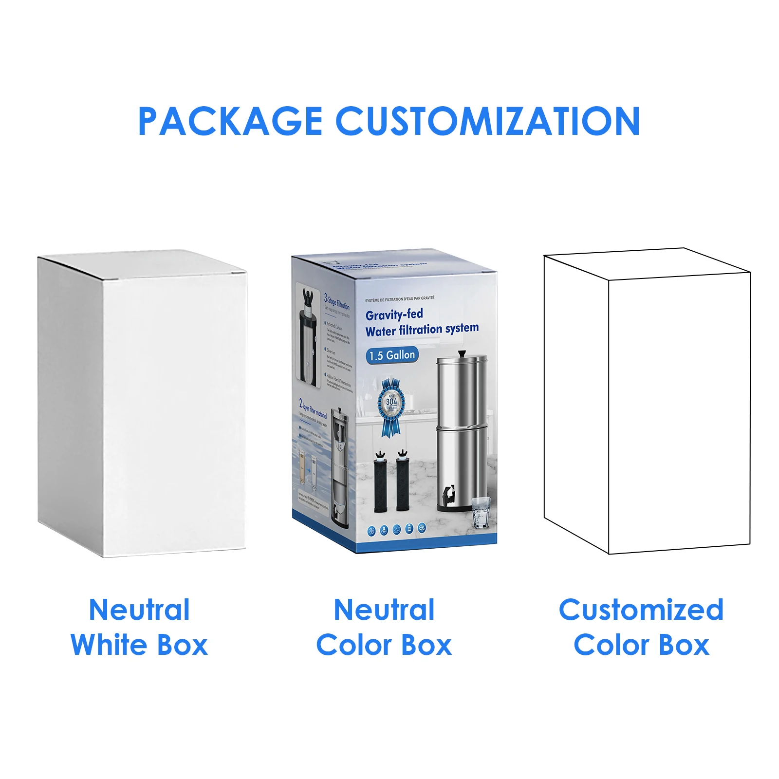 New Style Water Filter Systems For Homes Remove Microplastics 2.9 Gallons Gravity Water Filter System