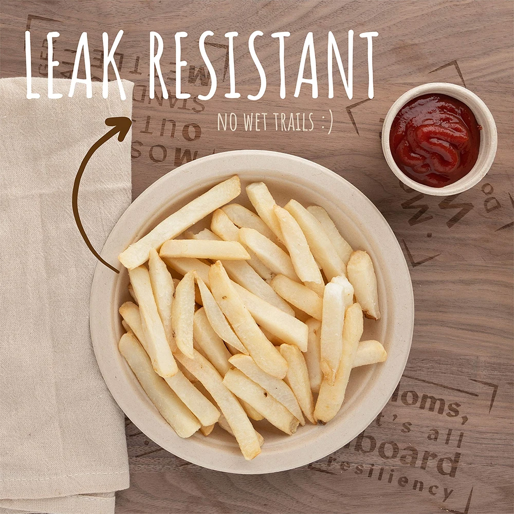 100% Sugarcane Bagasse Fiber Compostable Disposable Round Pizza Natural Green Eco Paper Plates