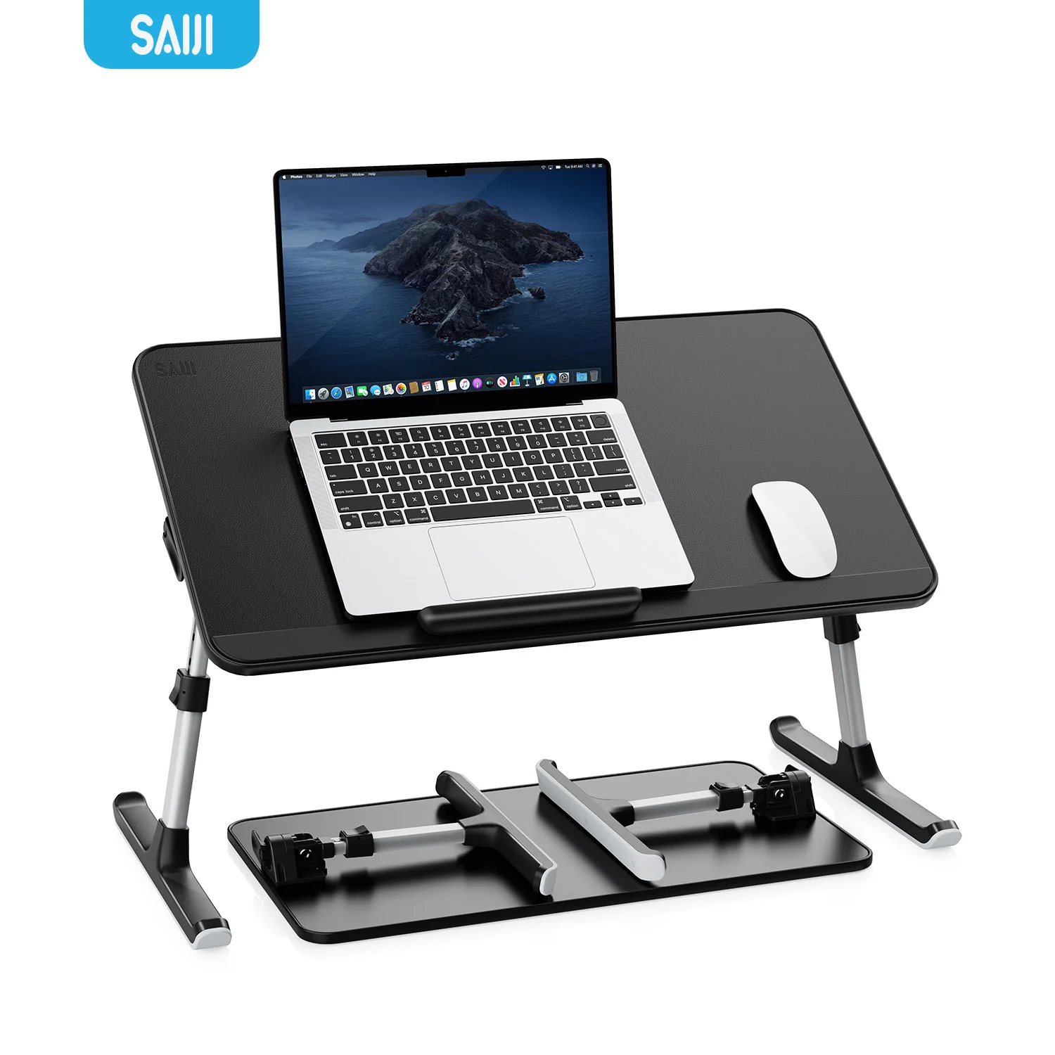 Большой размер ноутбук кровать стол лоток SAIJI искусственная кожа Регулируемая подставка для ноутбука портативный Lap столы со складными