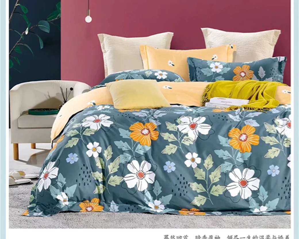 Floral Duvet Comforter Cover Bedding Set King Size-cotton Print Lightweight Elegant Aesthetic Microfiber Bedcovern Resistant