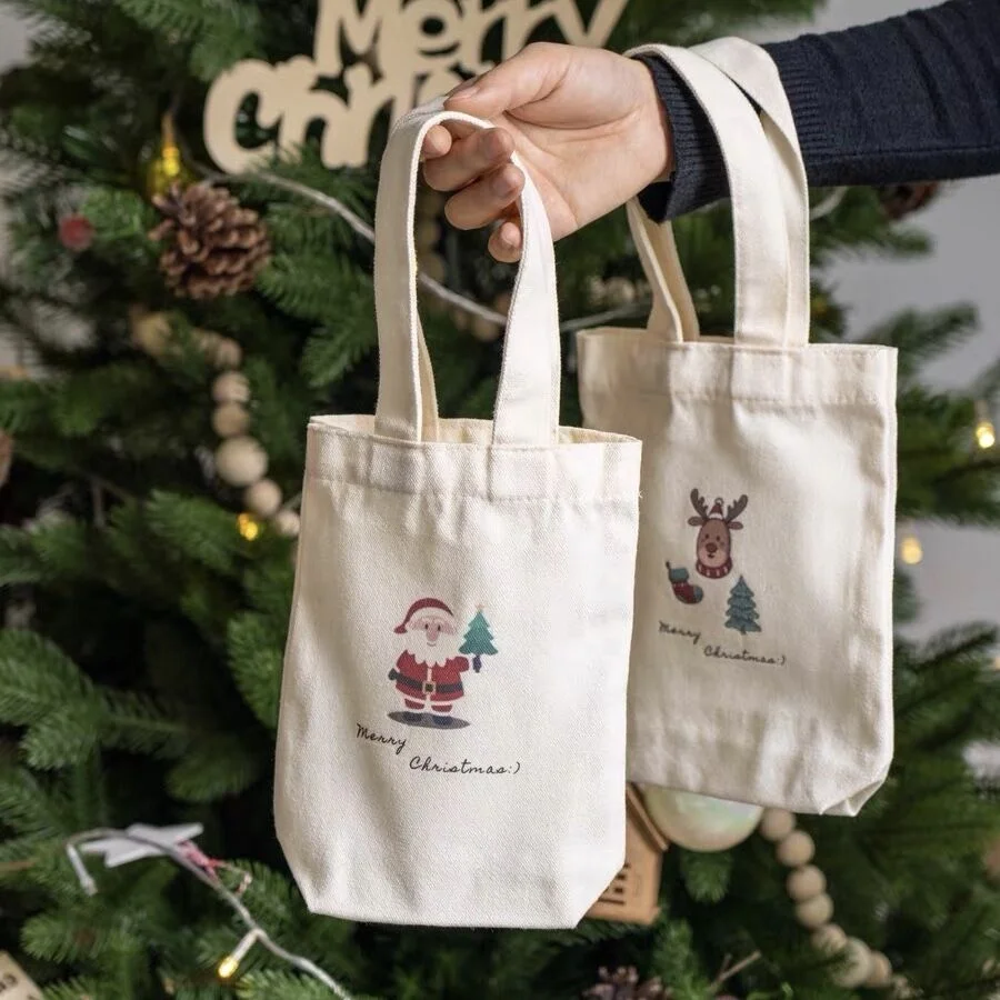 Customized High quality Organic Cotton Tote Bags Canvas Bags Christmas Gift Jewelry Pouch Bag With Logo