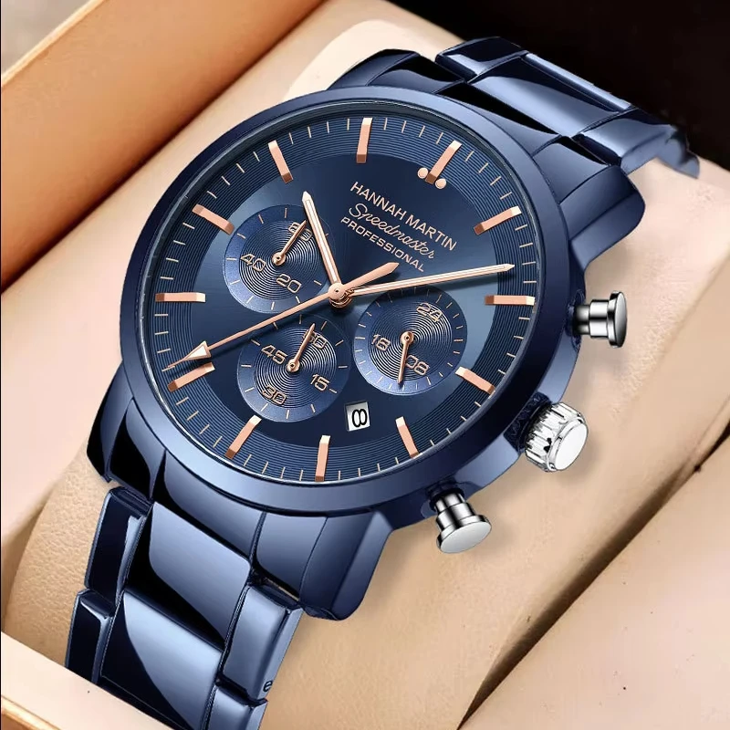 GZ HM113 Design Multifunctional Six Pin Stainless Steel Calendar Black 24-hour Chronograph Quartz Movement Hannah Martin Watch M