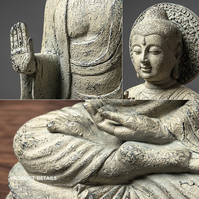 Creative Home Decor Buddha Sakyamuni Office Desktop Decoration Props Chinese Zen Buddha Statue Resin Crafts Ornaments