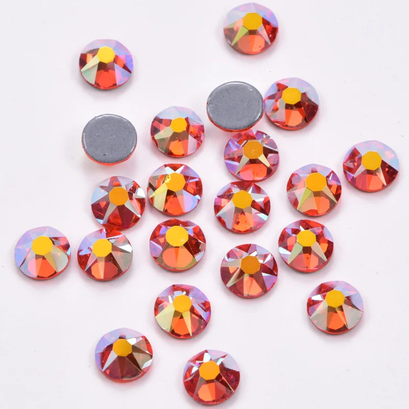 Wholesale Hot sale 2088 machine cut 8 big 8 small siam ab hot fix rhinestones hotfix strass for high heel shoes and clothes