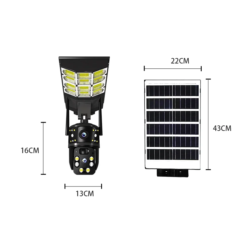 Solar Street Light With Camera 4g Wifi 8mp Outdoor Solar Monitoring Lamp Two-Way Audio Human Detection Cctv Security Camera 4k