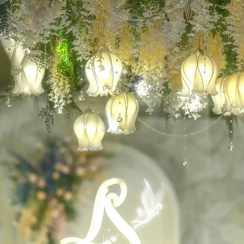 Party props Wedding hanging artificial flower LED ceiling light Wedding centerpieces table decoration party event items