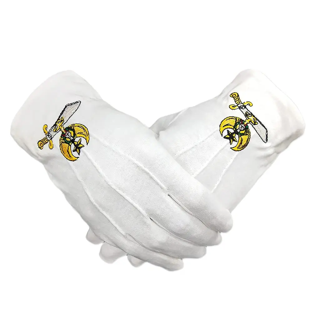 High Freemason Regalia 100% Cotton White Masonic Glove with Custom Patch | OEM as Per Demand Masonic Gloves