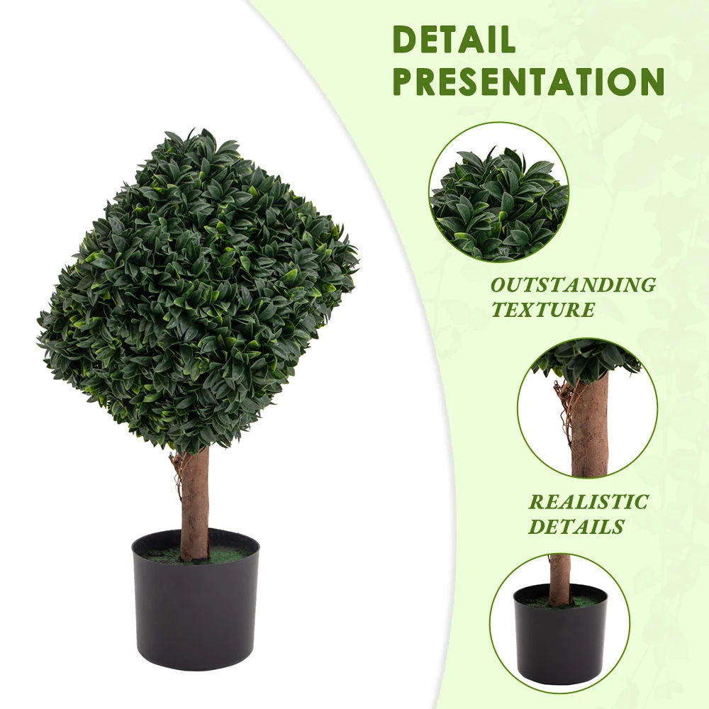 Wholesale Artificial Boxwood Topiary in Pot Set Plastic Artificial Tree in Planter Uv Resistant for Indoor Outdoor