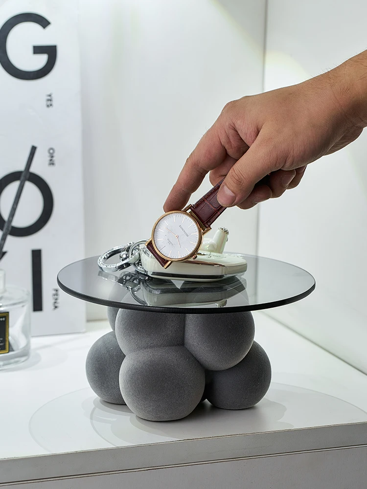 Creative Entryway Storage Tray Light Luxury Ornaments Senior Sense Bedroom Dresser Jewelry Desktop Soft Decorative Shelf