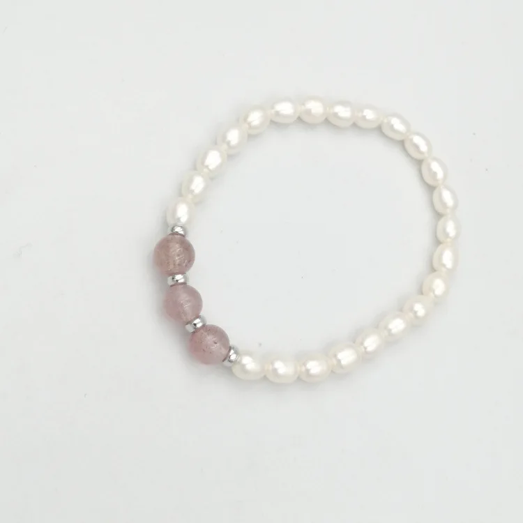 Wholesale Fashion Vintage White Natural Freshwater Pearl Bracelet Elastic Band Girl Bracelets Bangles