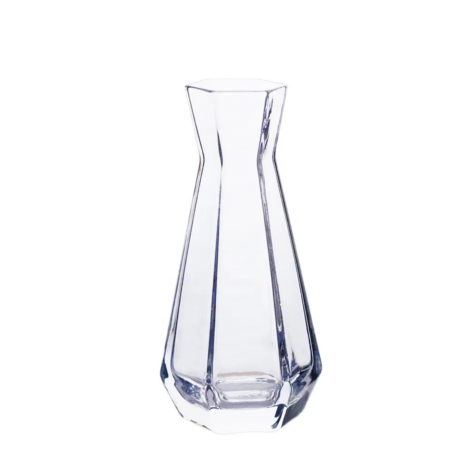 Hexagon small water carafe crystal heavy base glass carafe decanter 120ml