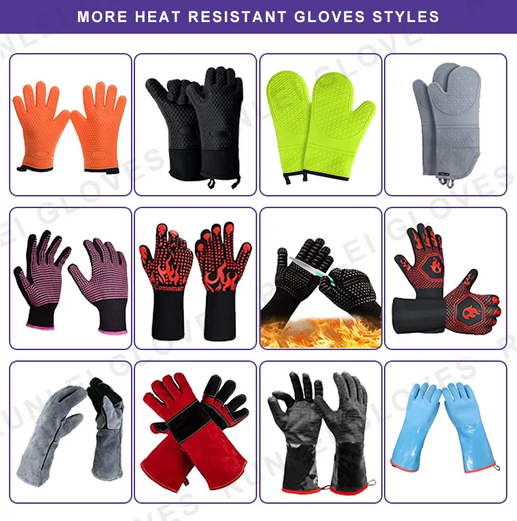 Custom Food Grade Silicone Thick Kitchen Waterproof Cooking BBQ Long Cuff Mitten Heat Resistant  Kitchen Gloves