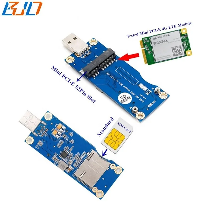  USB2.0 Mini PCI-E mPCIe 52Pin модуль адаптера Riser карты с SIM Слот 5 0 для 4G 3 аппарат не привязан к оператору сотовой связи GSM GPS модема в наличии на