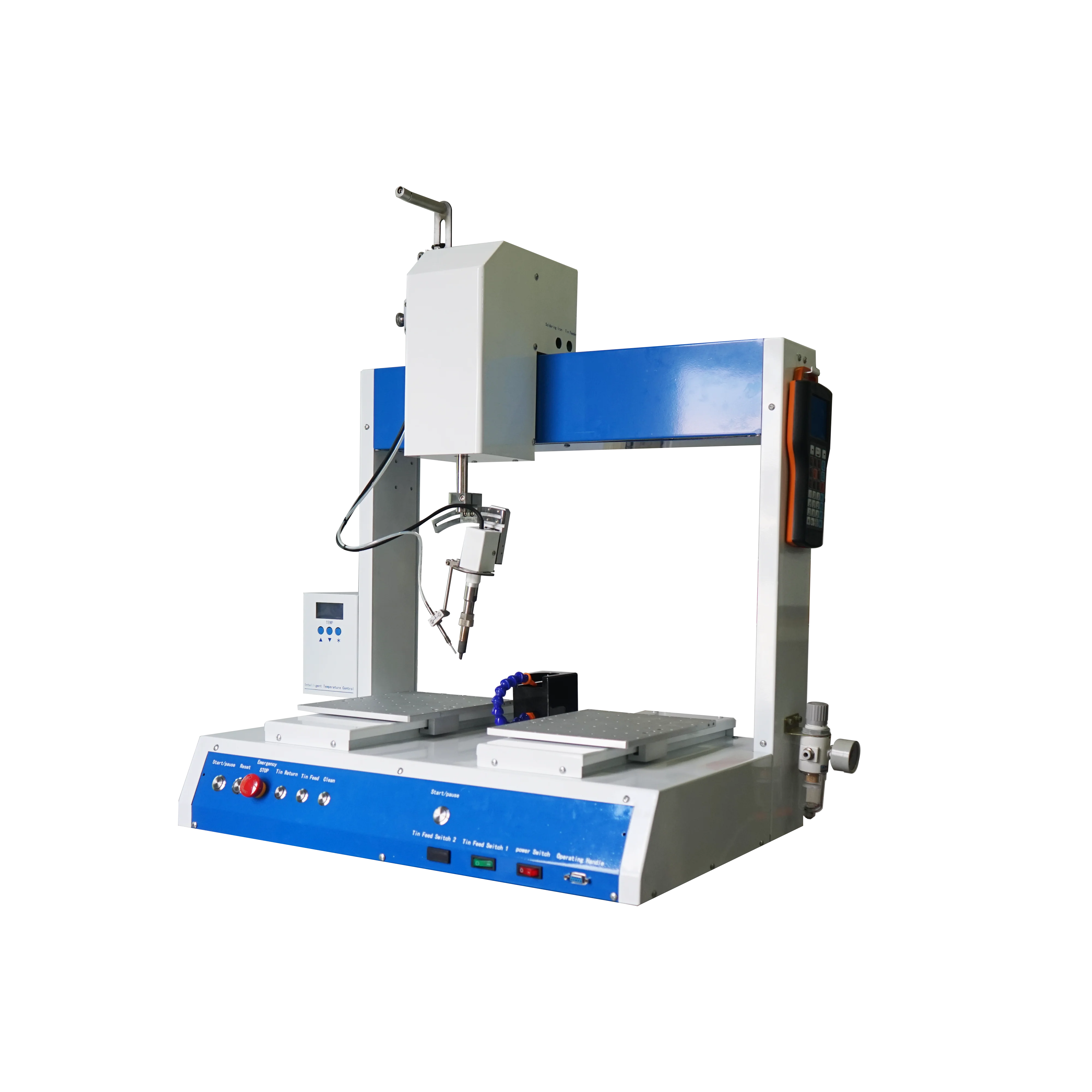 Led Strip PCB board  Cable Connector Automatic Soldering Machine With Single Soldering Head & Double Work Platforms with R Axis