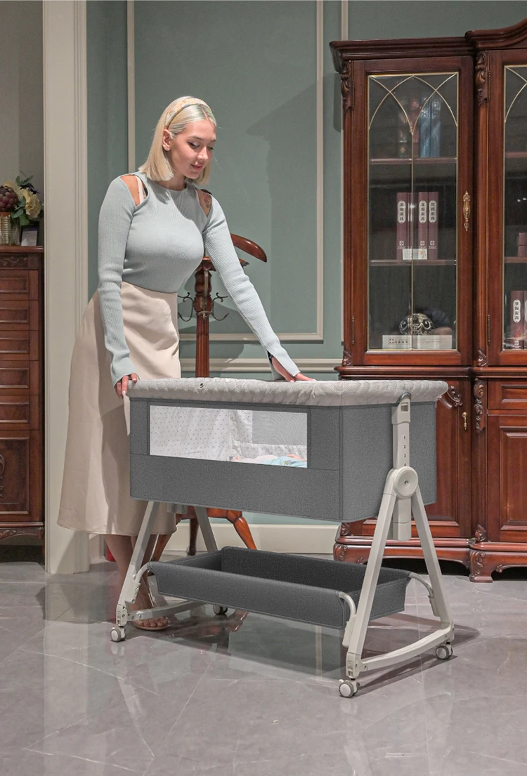 detachable baby bassinet bedside crib with mosquito net and mattress, Crib Adjustable  height, newborn baby must have bed