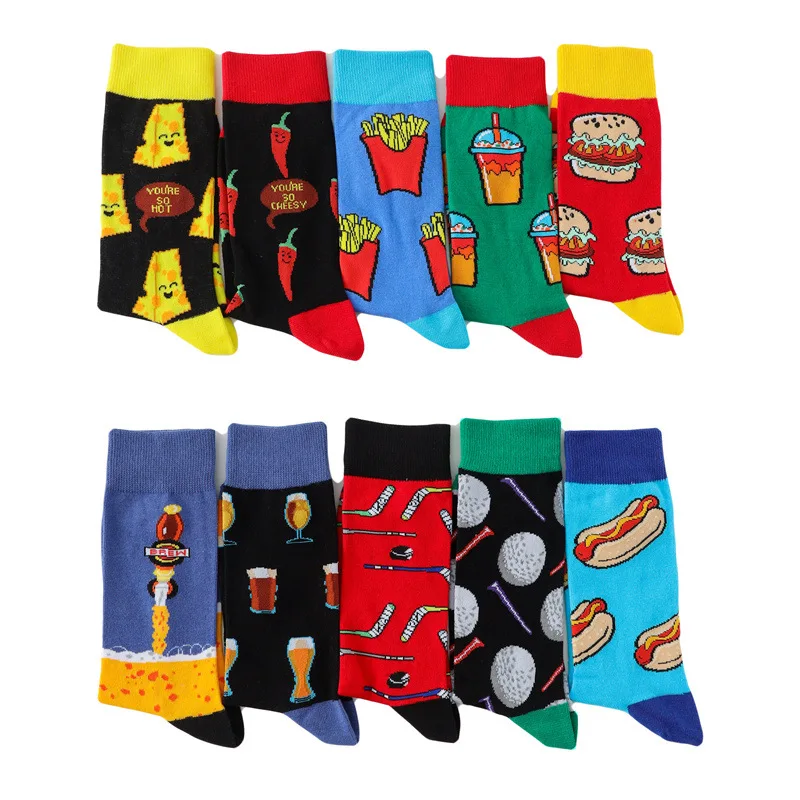 Wholesale funny crazy designer socks funny cool fashion custom logo cotton novelty socks fancy sox tube crew happy dress socks