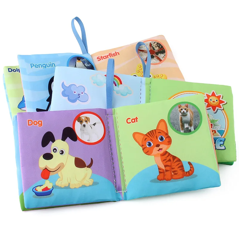 XR Baby Bath Books Nontoxic Fabric Toy Soft Waterproof Cloth Book CPC Early Education Toys for Toddler Infants Crinkly 6 to 18 M