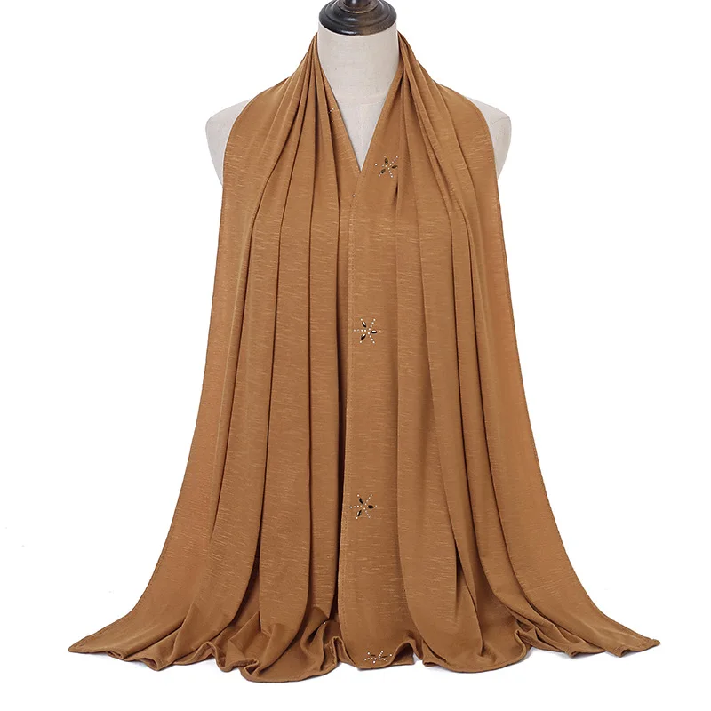 New Design Malaysia Islam Muslim Femme Cotton Ironed Diamond Head Scarf for Women Jersey Hijab Scarf Shawls